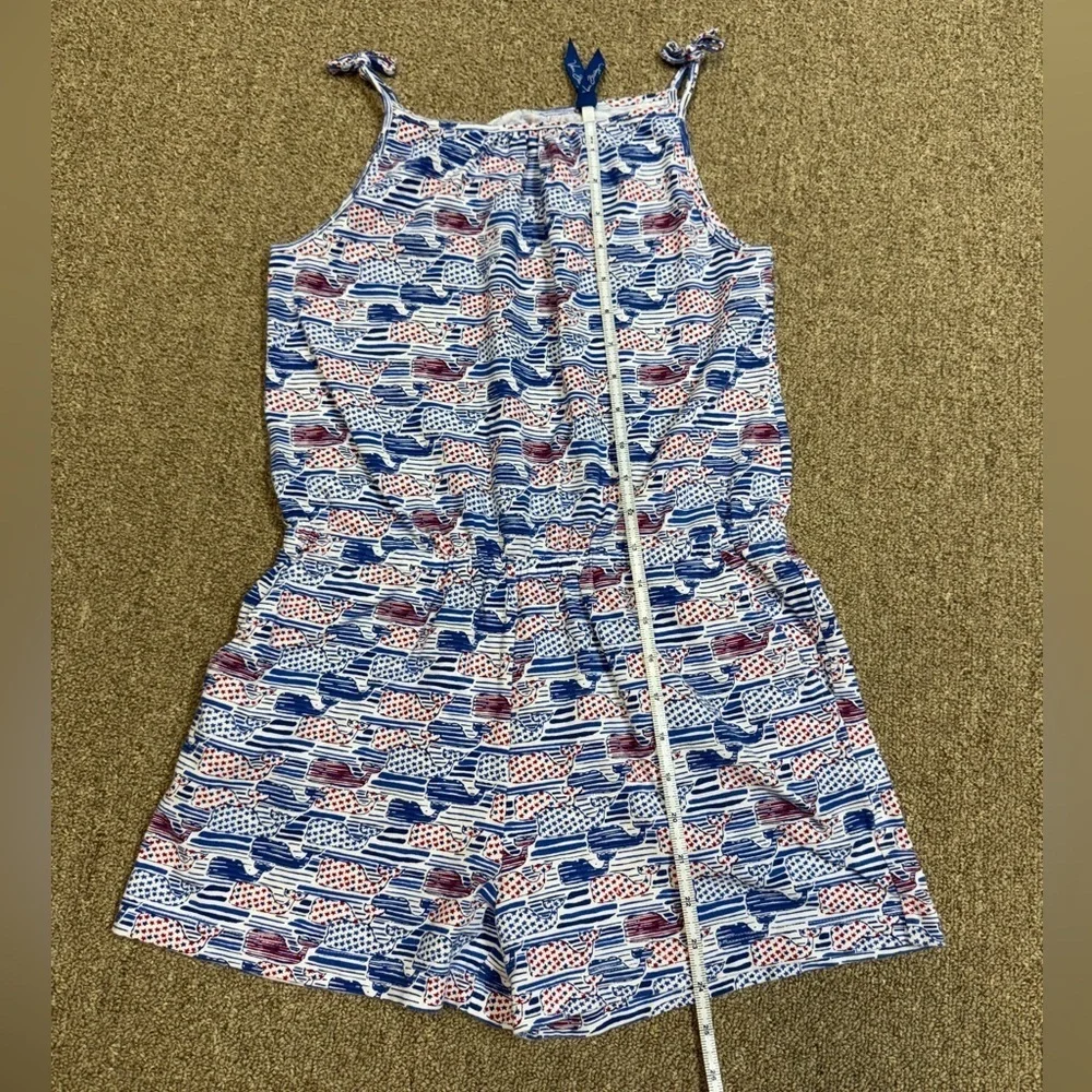 Vineyard Vines: Girls Stars & Stripes Whale Knit Romper, Size L (14)